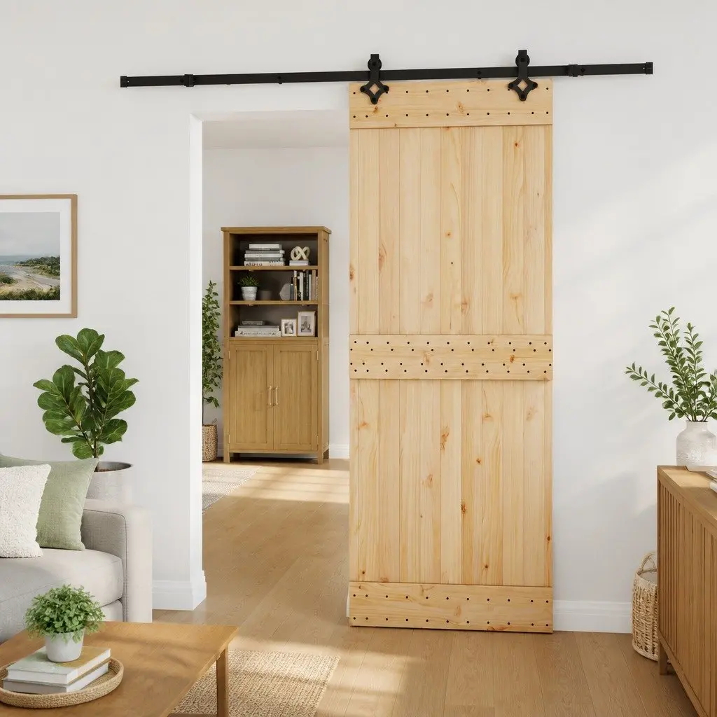 Sliding Door with Solid Pine Wood Build 80 x 210 cm