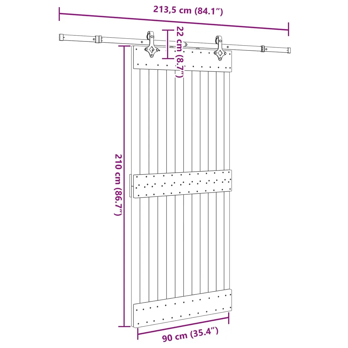 Sliding Door Room Divider in Pine Wood