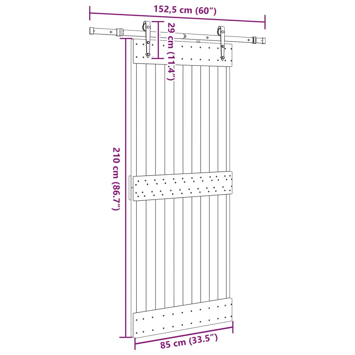 Sliding Door Pine Wood 85 x 210 cm Brown with Black Track