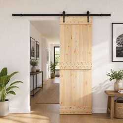 Pine Wood Sliding Door with Steel Track 70x210cm