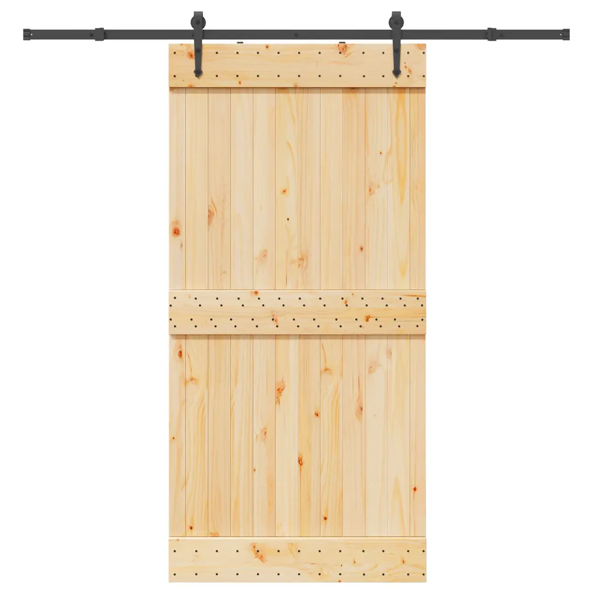 Sliding Door Pine Wood 100x210cm Black Track
