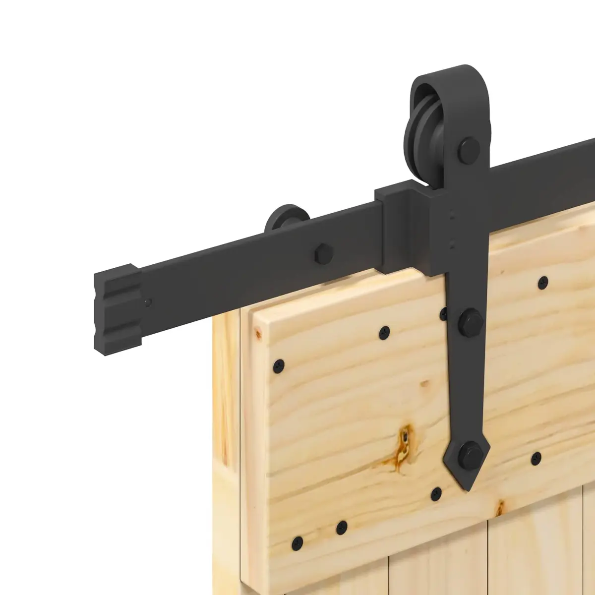 Sliding Door Pine Wood 100x210cm Black Track