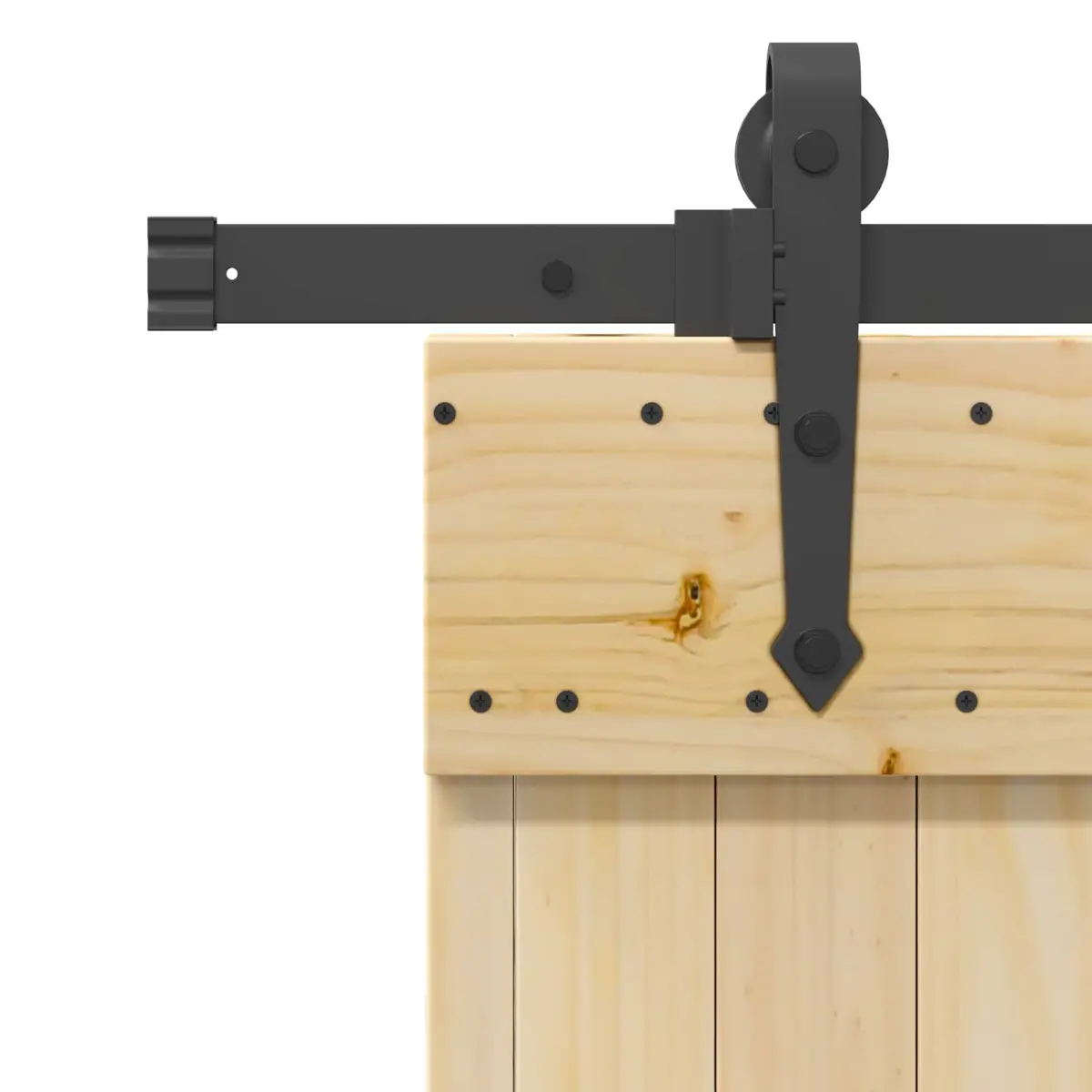 Sliding Door Pine Wood 100x210cm Black Track