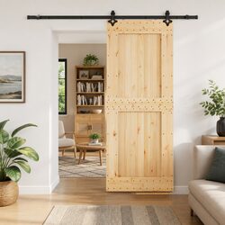 Contemporary Sliding Door in Natural Pine Wood