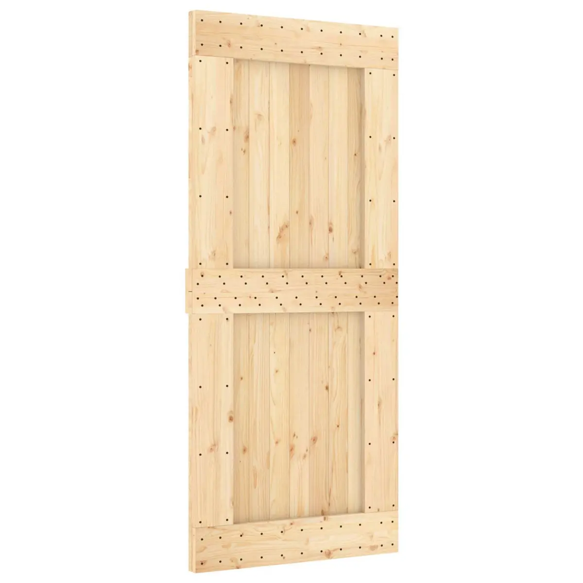Sliding Door Pine Wood 90 x 210 cm Black Track Modern Room Divider