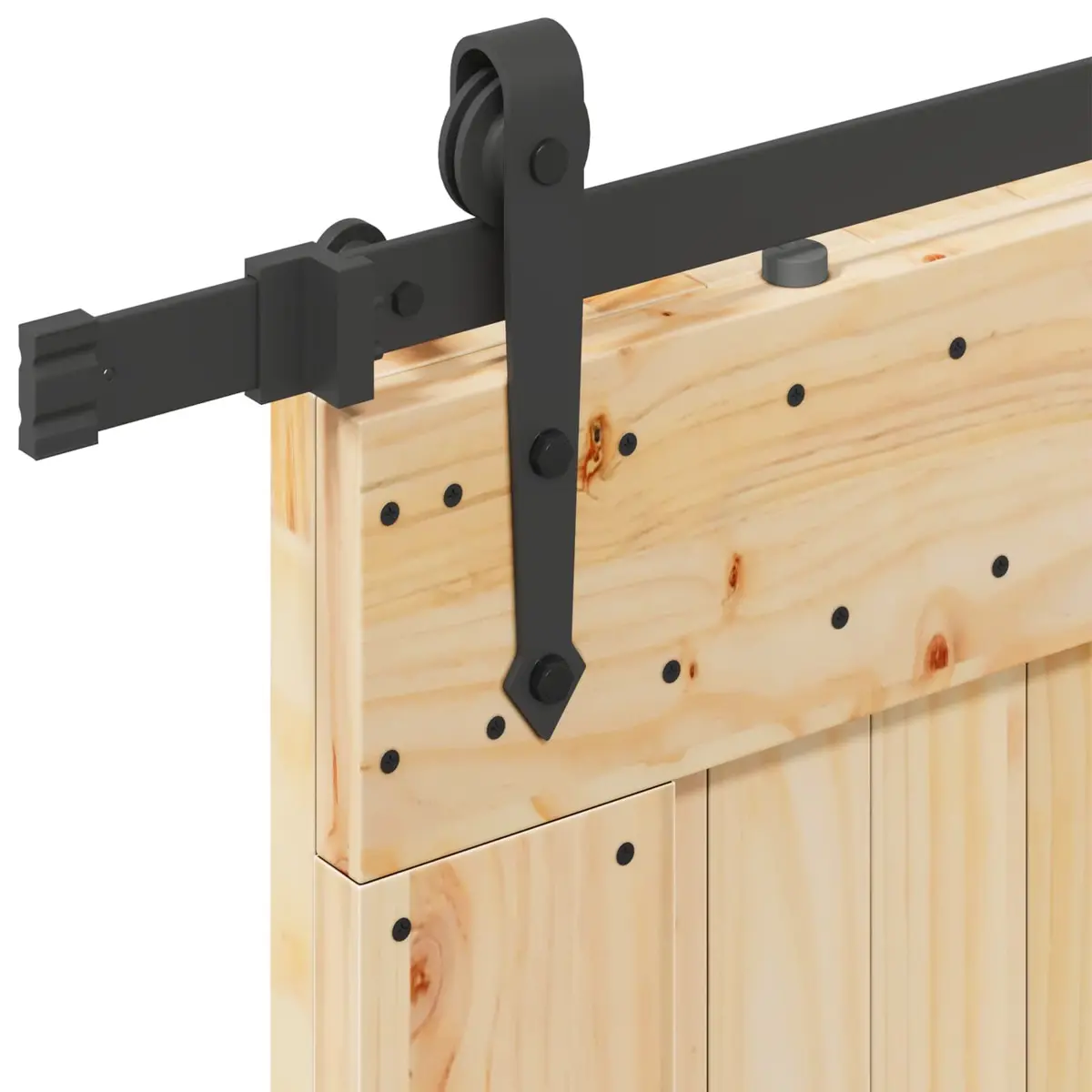 Sliding Door Pine Wood 90x210cm Black Track