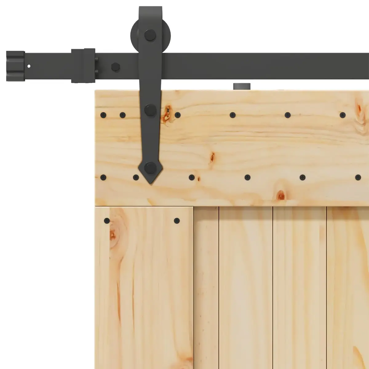 Sliding Door Pine Wood 90x210cm Black Track