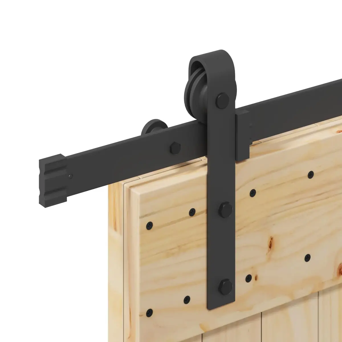 Room Divider with Pine Wood Frame and Black Track