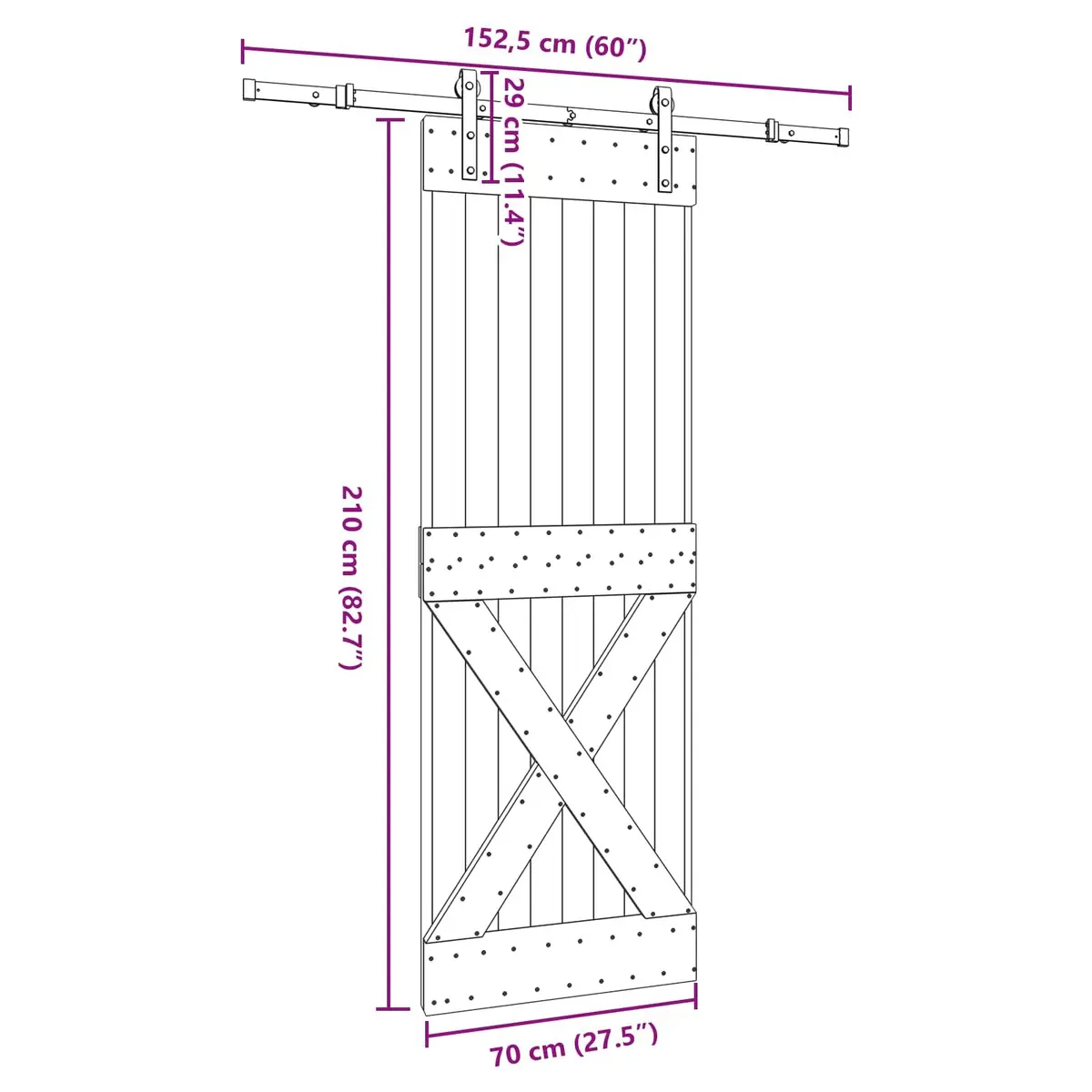 Room Divider with Pine Wood Frame and Black Track