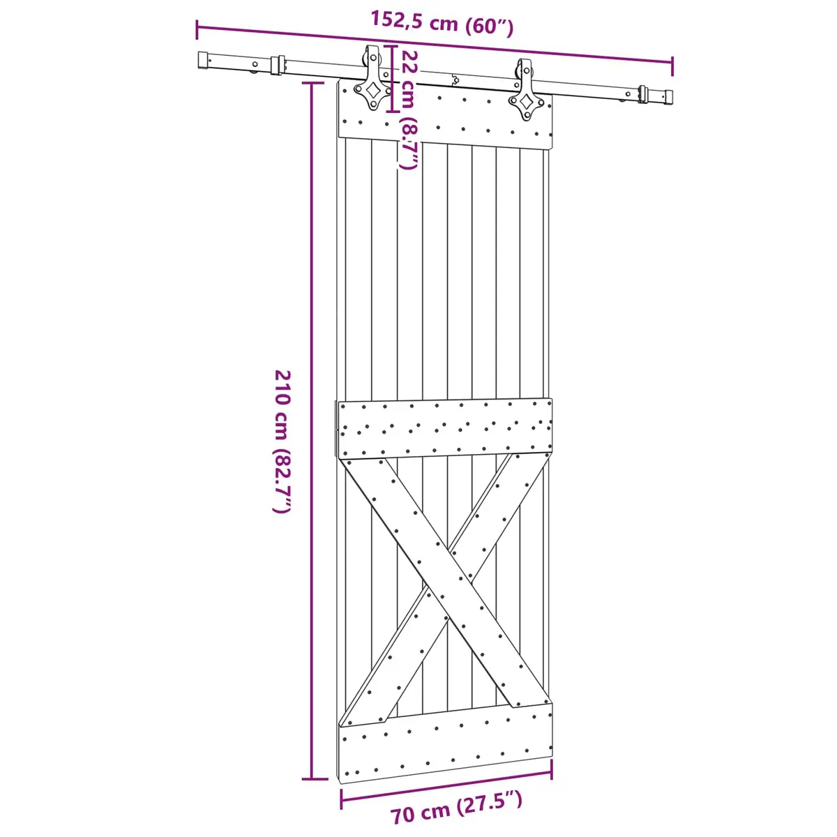70cm Sliding Door Wardrobe Closet with Barn Style