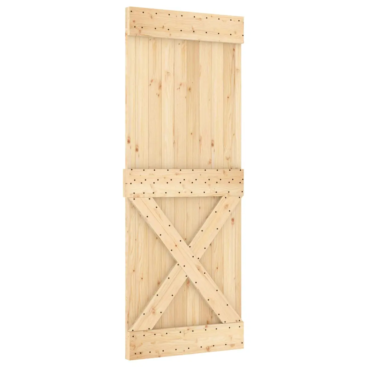 Sliding Door Solid Pine Wood 80 x 210 cm Brown with Black Track