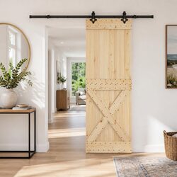 Modern Sliding Door 80x210cm in Natural Pine with Steel Track