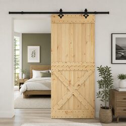 Modern Sliding Door Room Divider 95 x 210 cm Pine Wood