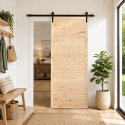Premium Solid Pine Wood Sliding Door with Top Track Mechanism