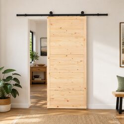 Premium Sliding Door with Solid Pine and Steel Track