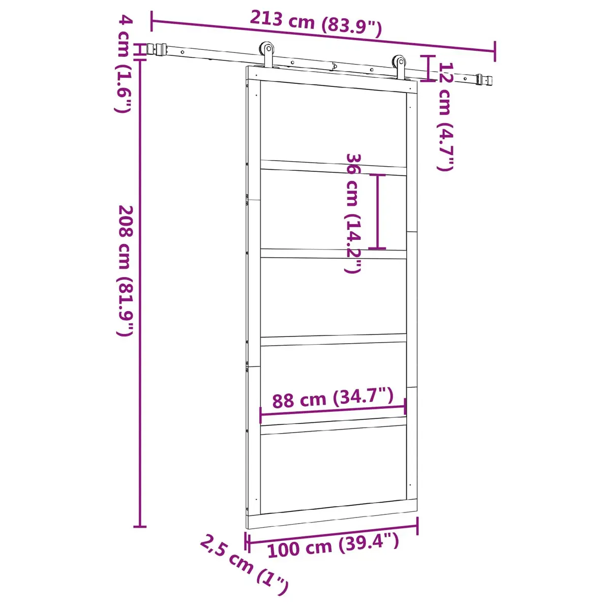 Sliding Door with Solid Pine and Steel Track