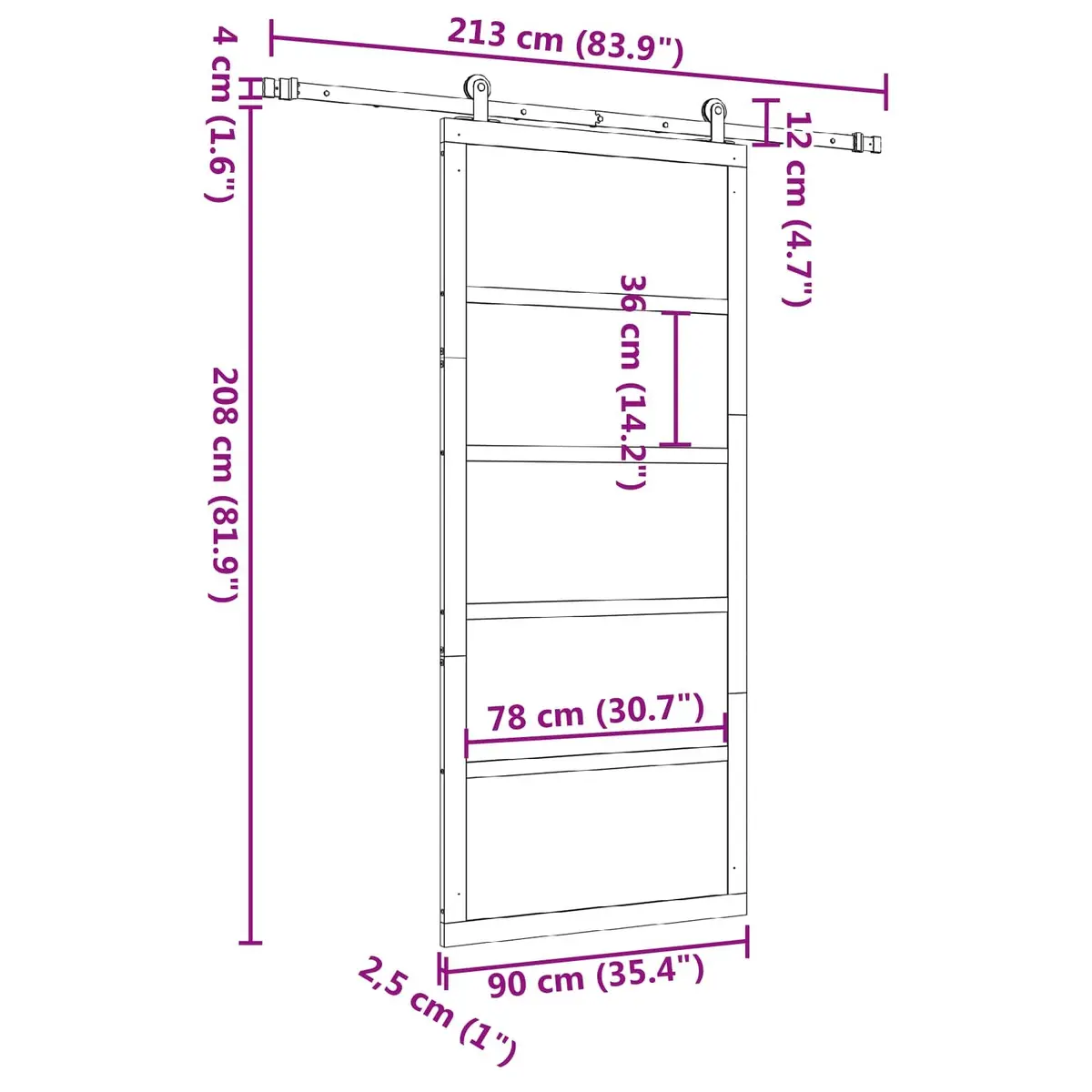 Interior Room Divider Sliding Door in Natural Pine