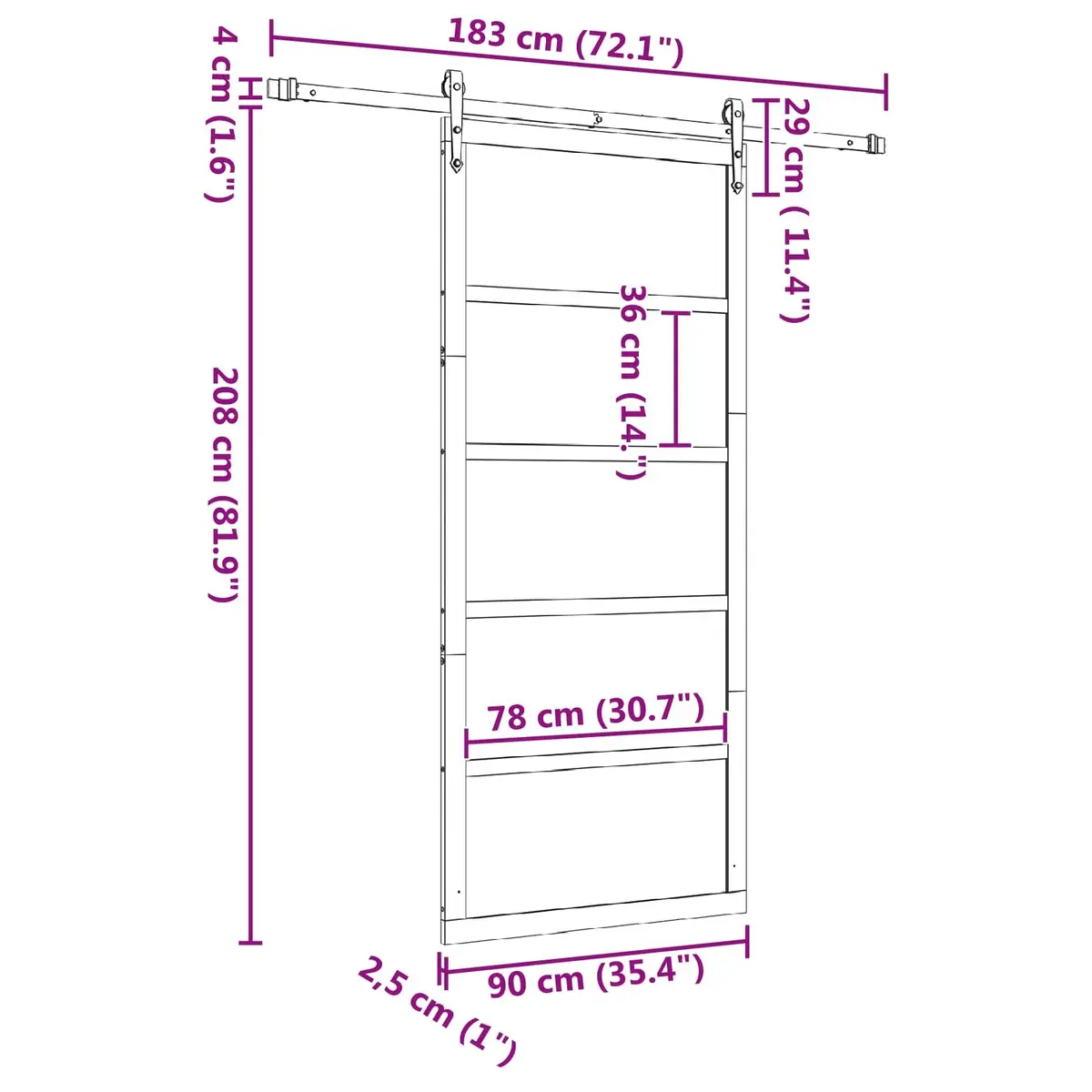 Sliding Door 90 x 208 cm Natural Solid Pine & Black Steel