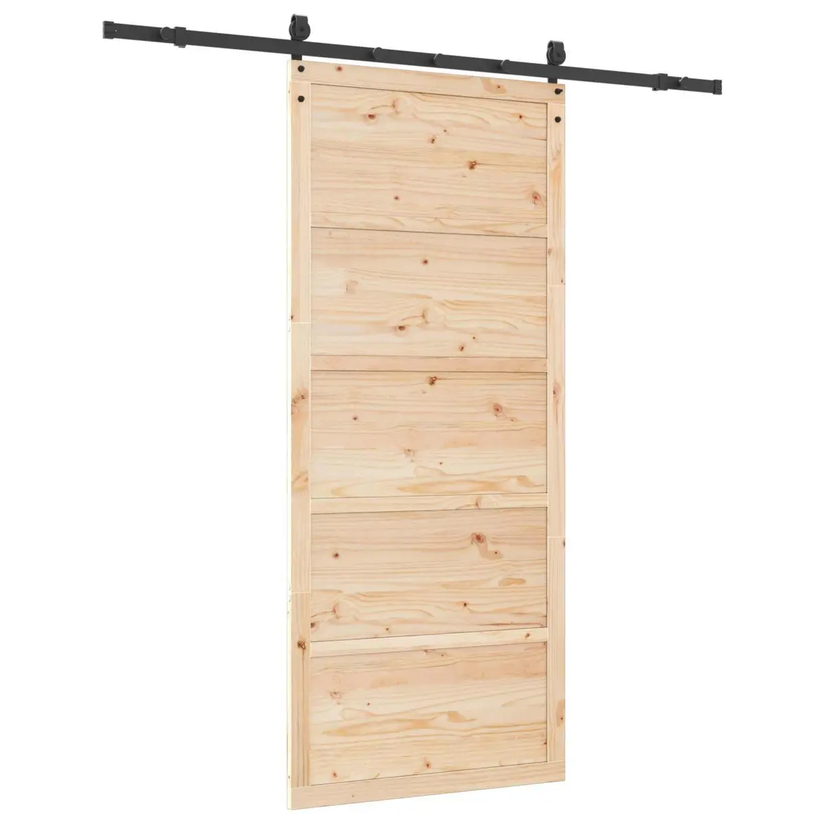 Sliding Door 90 x 208 cm Natural Solid Pine & Black Steel