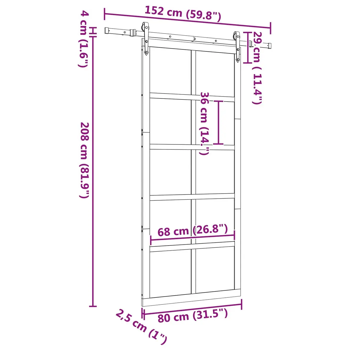 Solid Pine Wood Sliding Door 80 x 208 cm