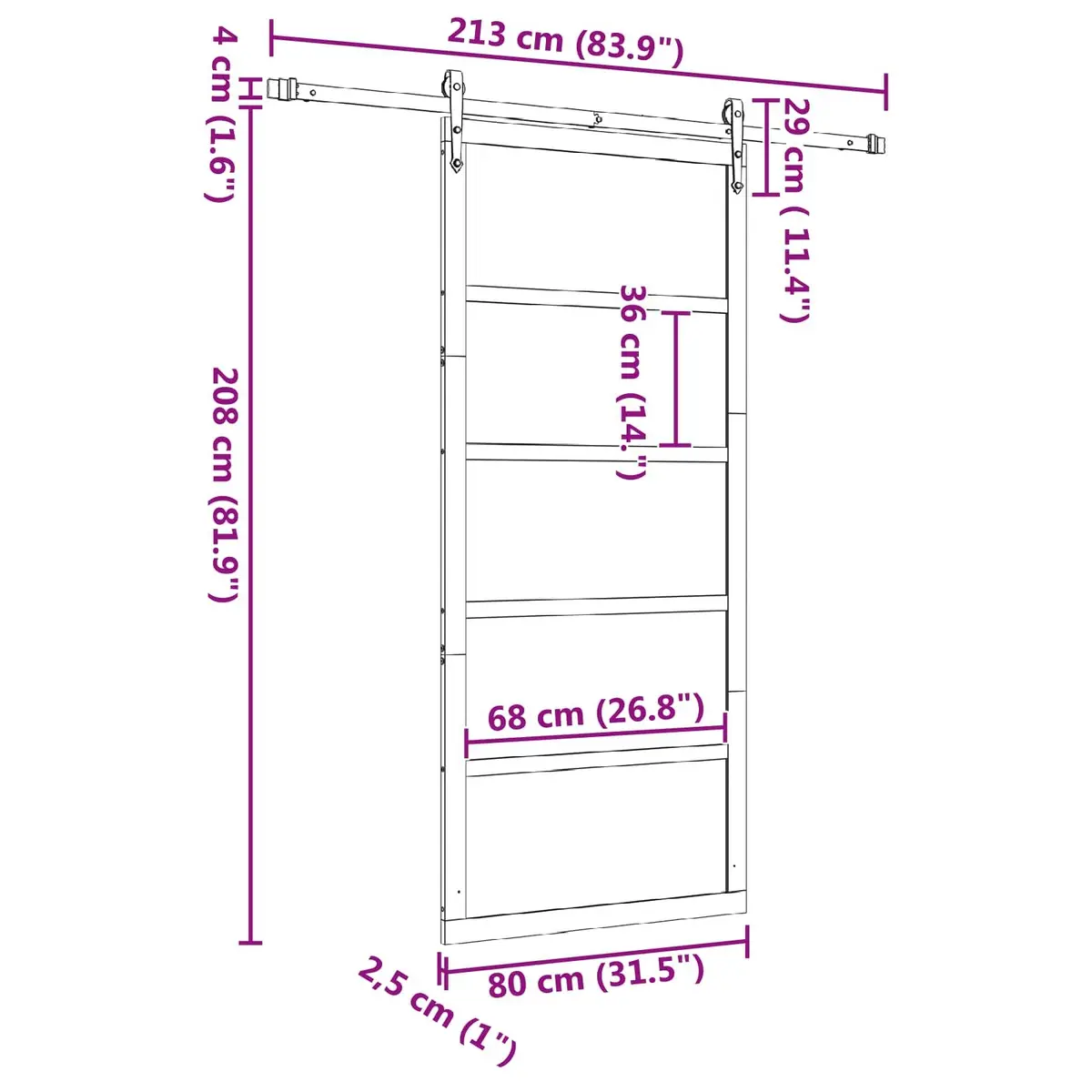 Sliding Door Solid Pine Wood 80 x 208 cm Natural Brown