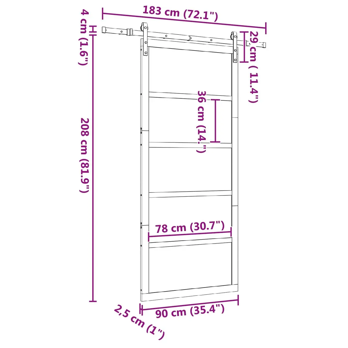 Sliding Door Natural Solid Pine Wood 90 x 208 cm Modern Interior Space-Saving