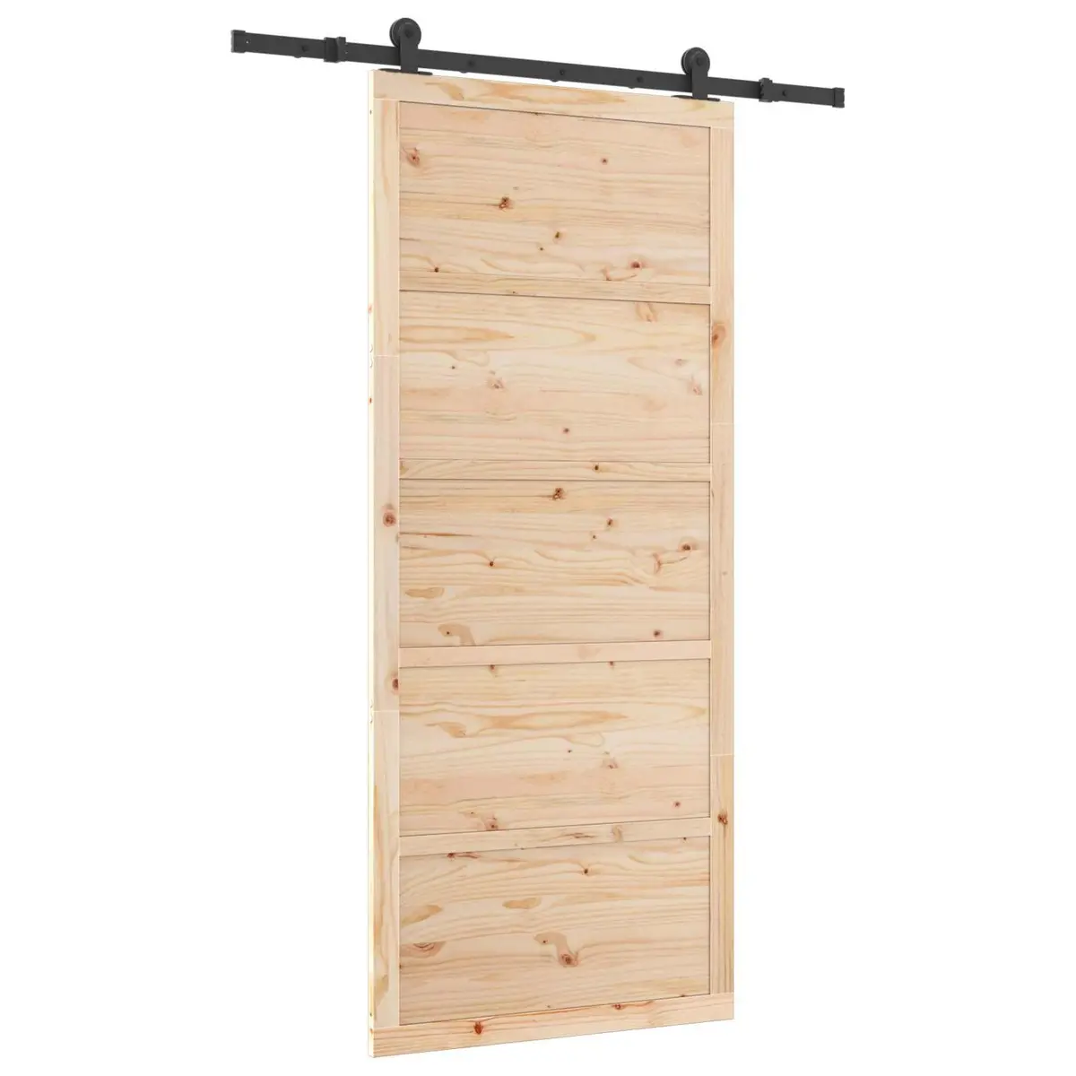 Sliding Door in Natural Solid Pine Wood 80 x 208 cm