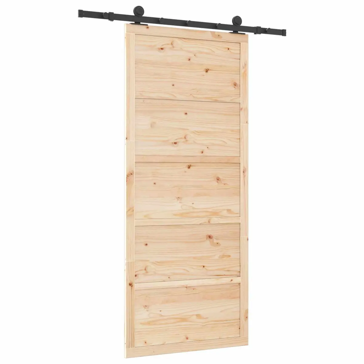 Sliding Door in Natural Solid Pine Wood 80 x 208 cm