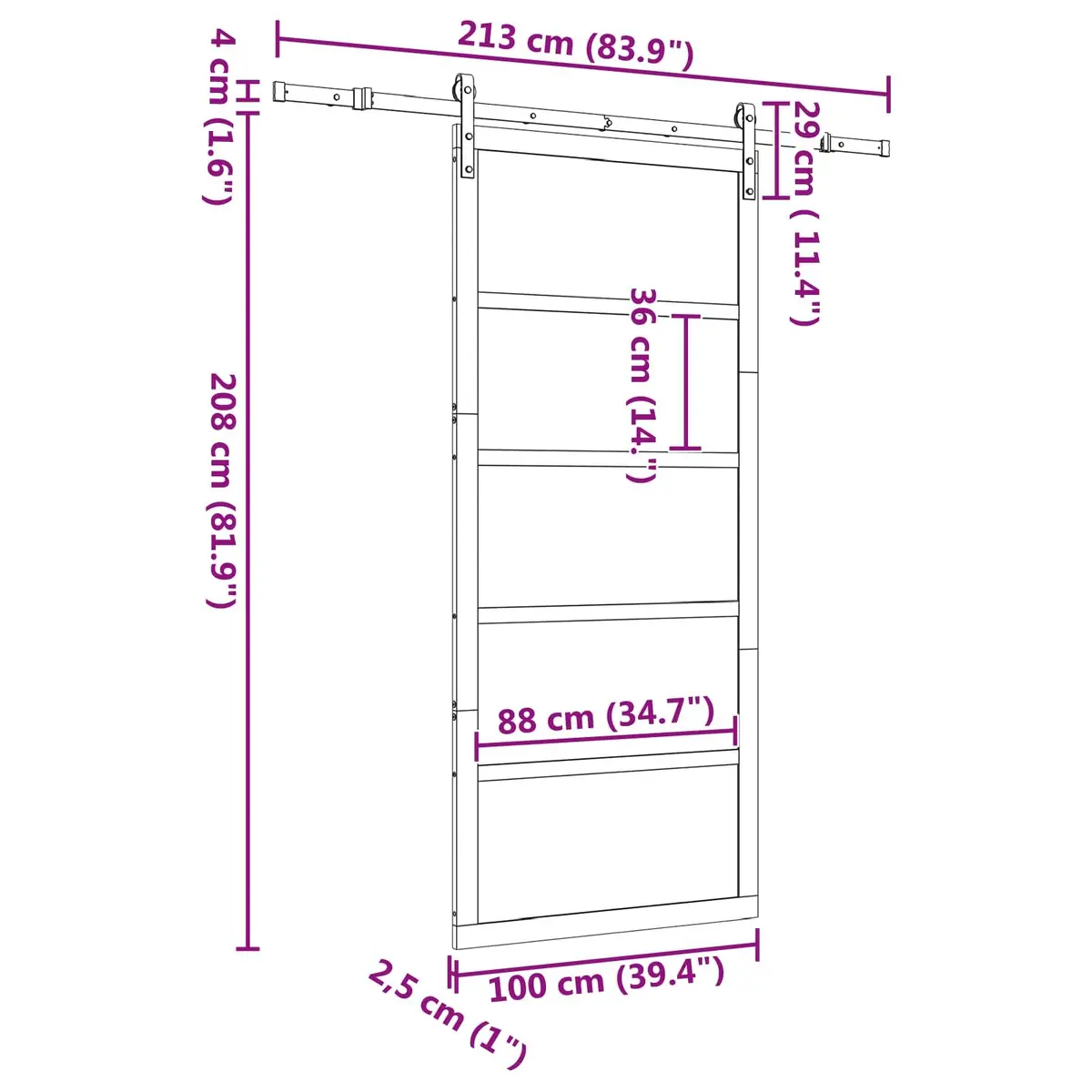 Solid Pine Wood Sliding Door 100 x 208 cm