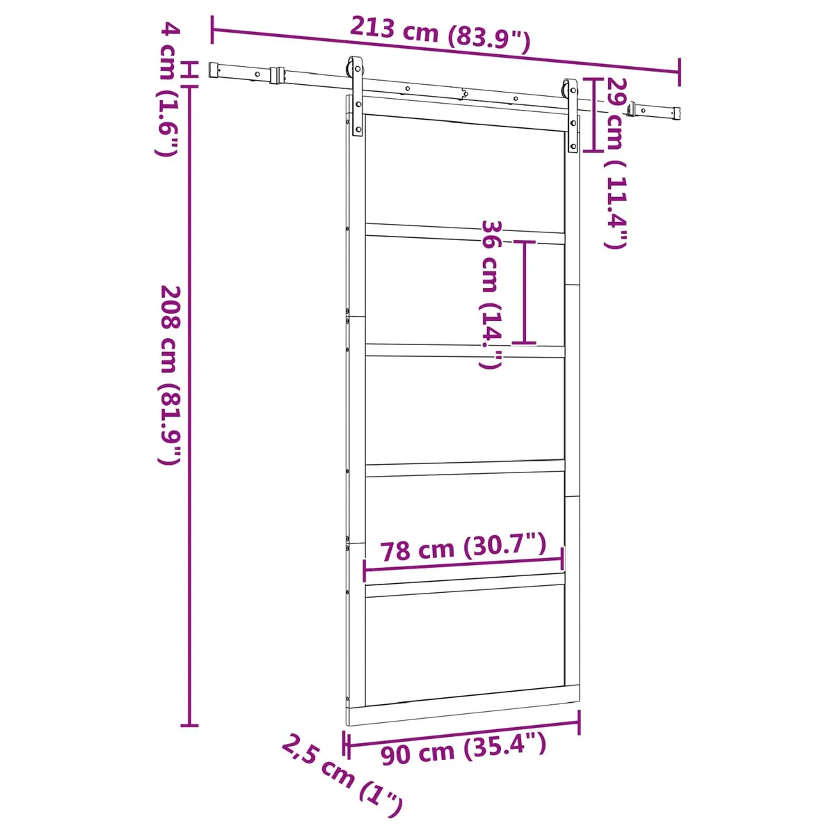 Solid Pine Wood Sliding Door 90 x 208 cm