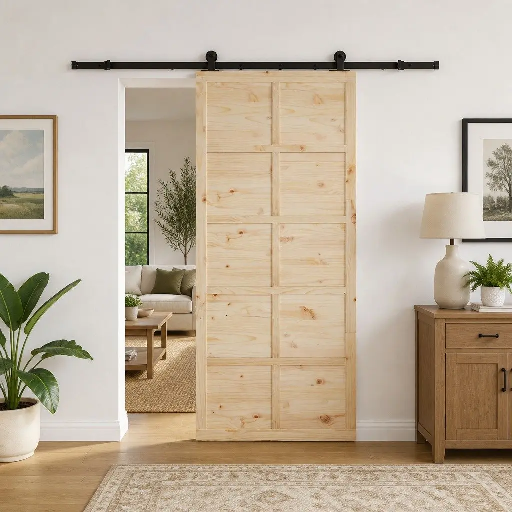 Solid Pine Wood Sliding Door 100 x 208 cm for Interiors