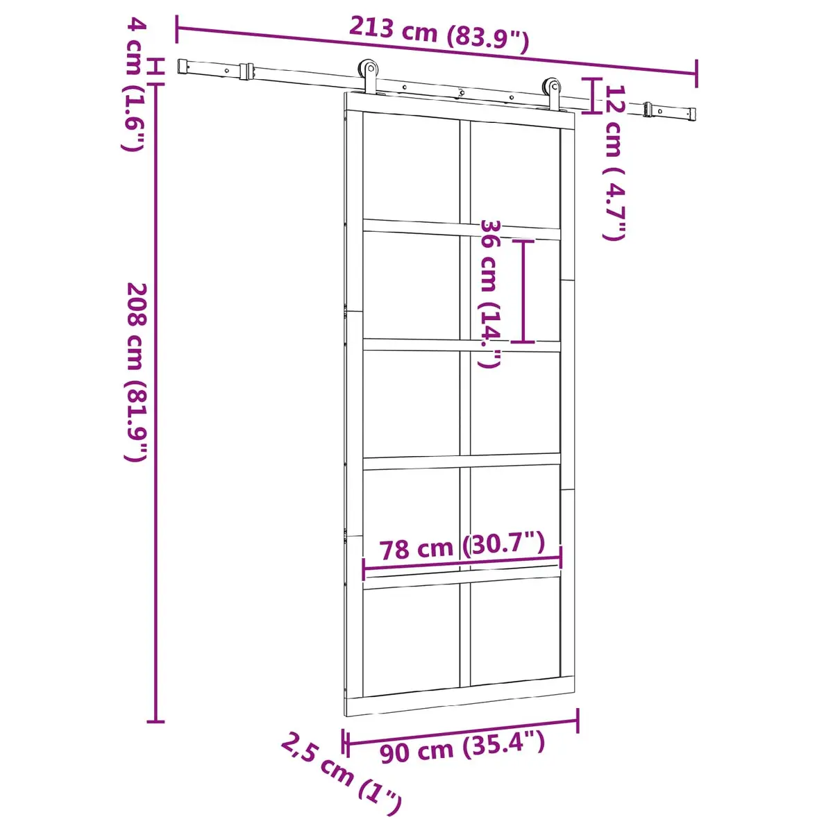 Solid Pine Wood Sliding Door 90 x 208 cm