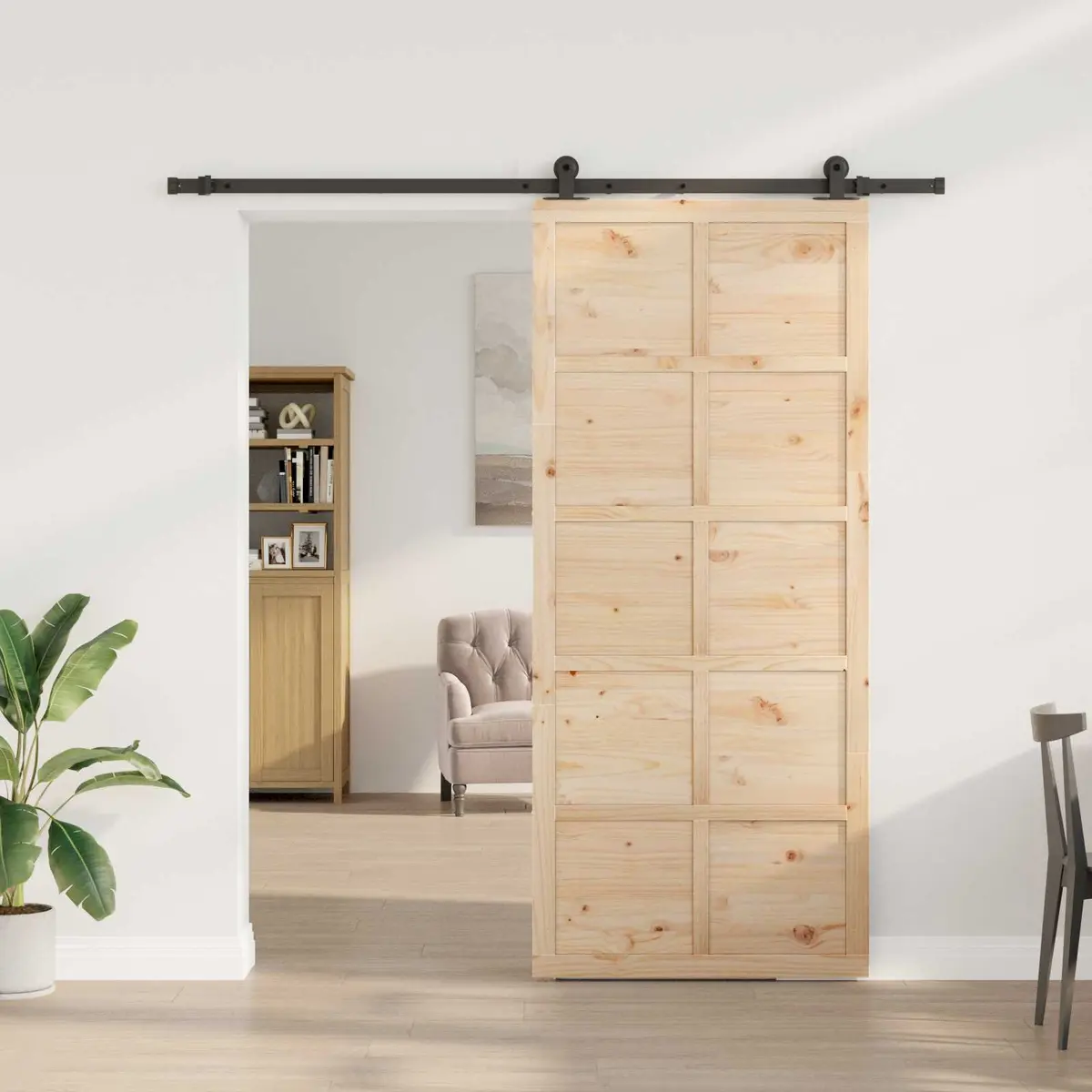 Solid Pine Wood Sliding Door 90 x 208 cm