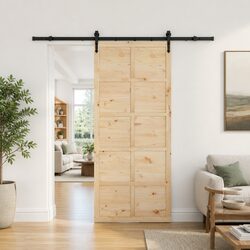 Solid Pine Wood Sliding Door 100 x 208 cm for Modern Interiors