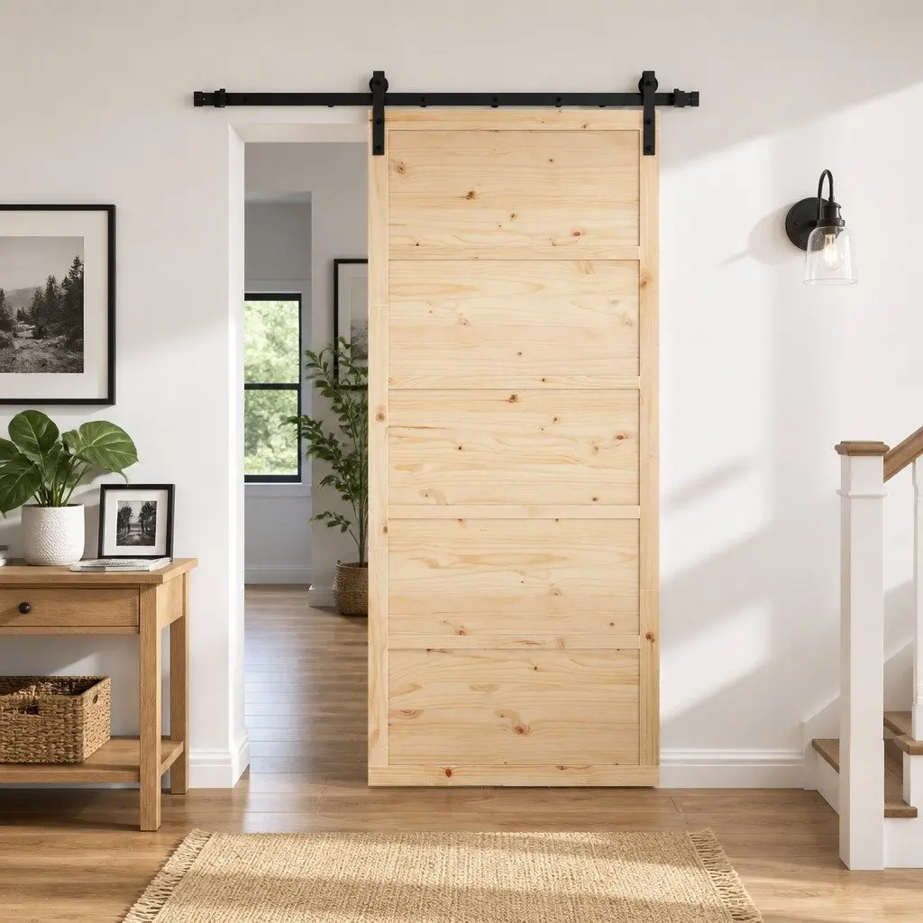 Solid Pine Wood Sliding Door 80 x 208 cm with Top Track