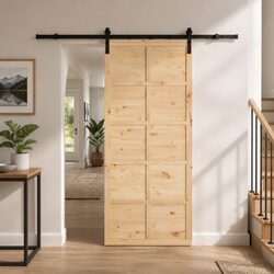 Sliding Door Natural Solid Pine Wood 80 x 208 cm Space-Saving Interior Home
