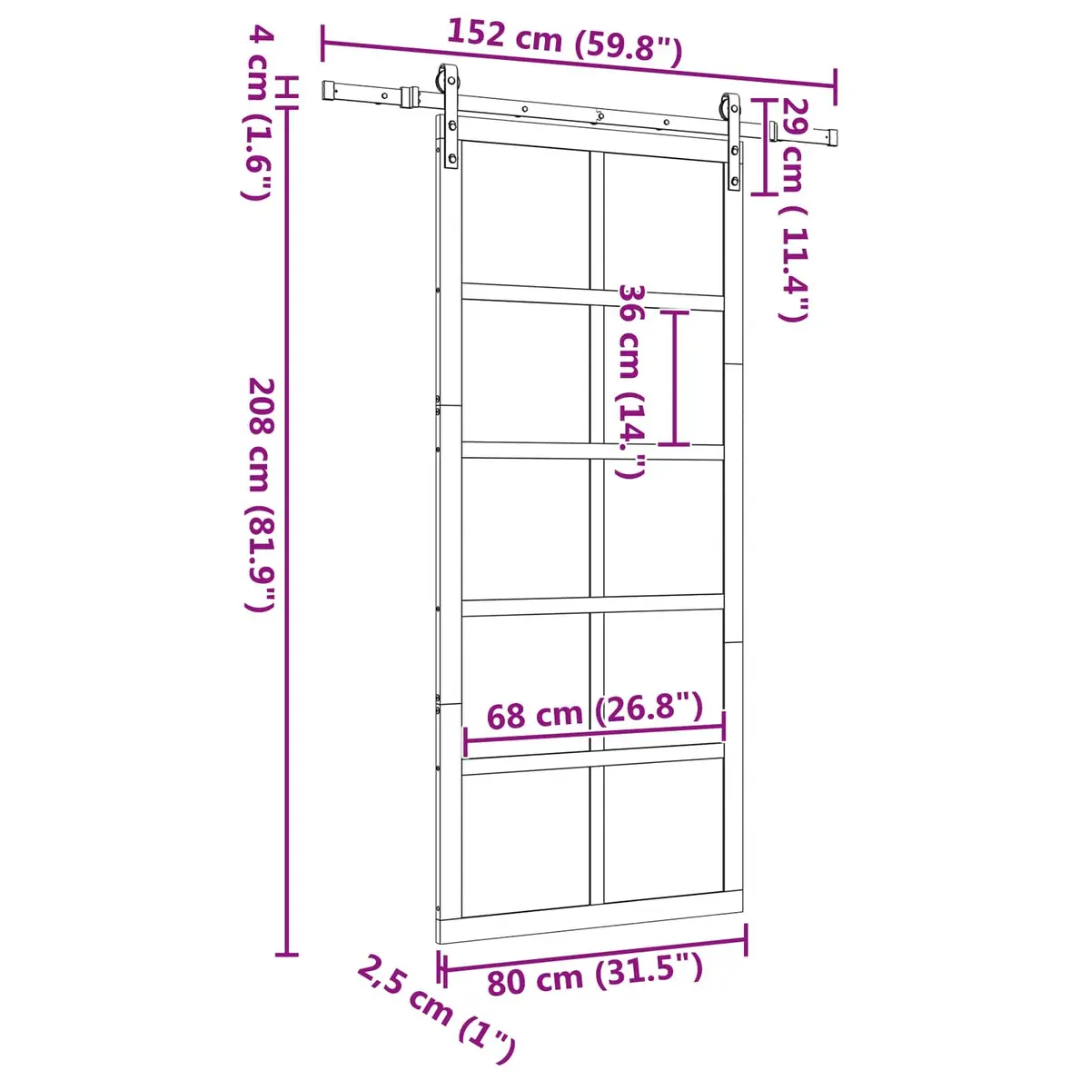 Sliding Door Solid Pine Wood 80 x 208 cm Brown