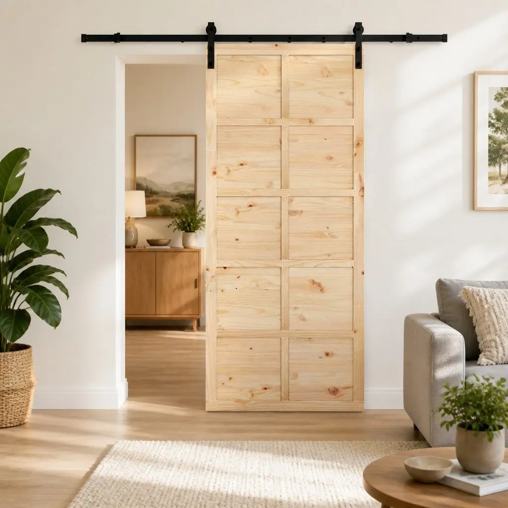Sliding Door in Solid Pine Wood for Home