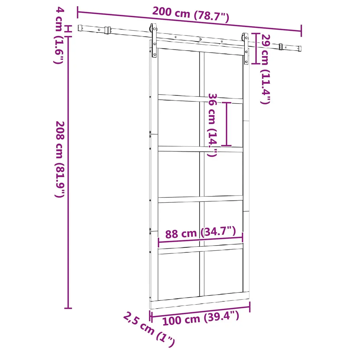 Sliding Door in Solid Pine Wood for Home
