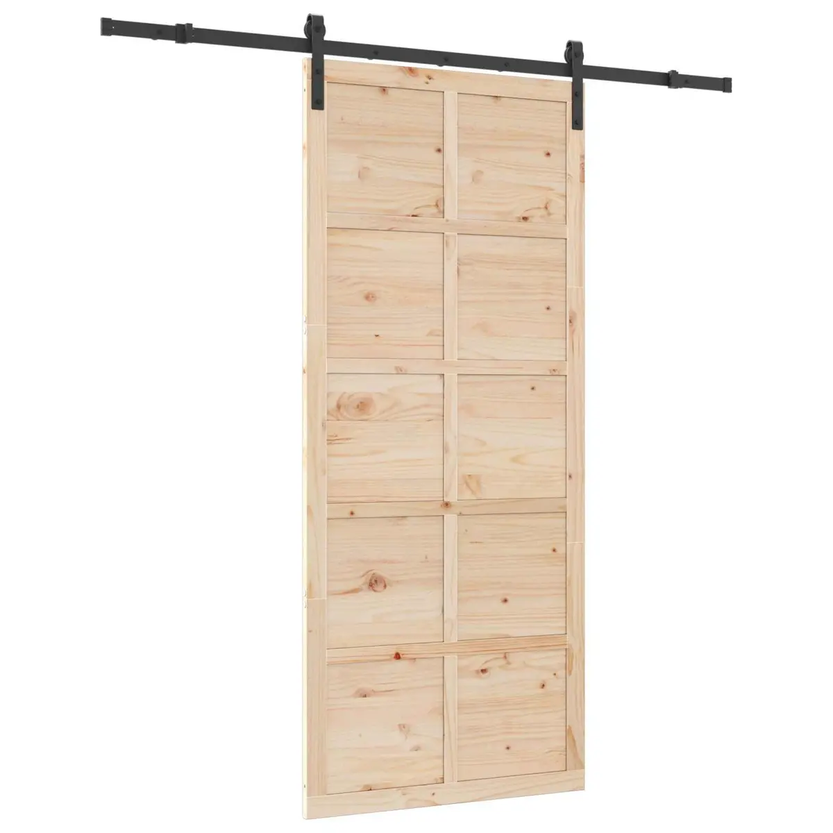 Solid Pine Wood Sliding Door in Brown, 90 x 208 cm