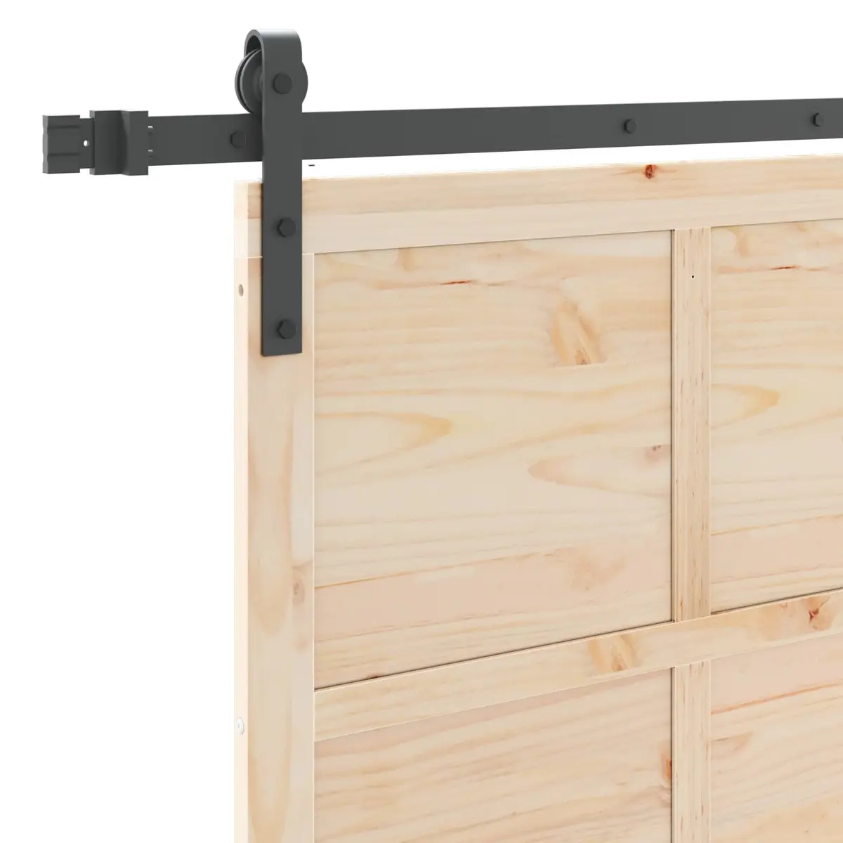 Solid Pine Wood Sliding Door 80 x 208 cm with Steel Track