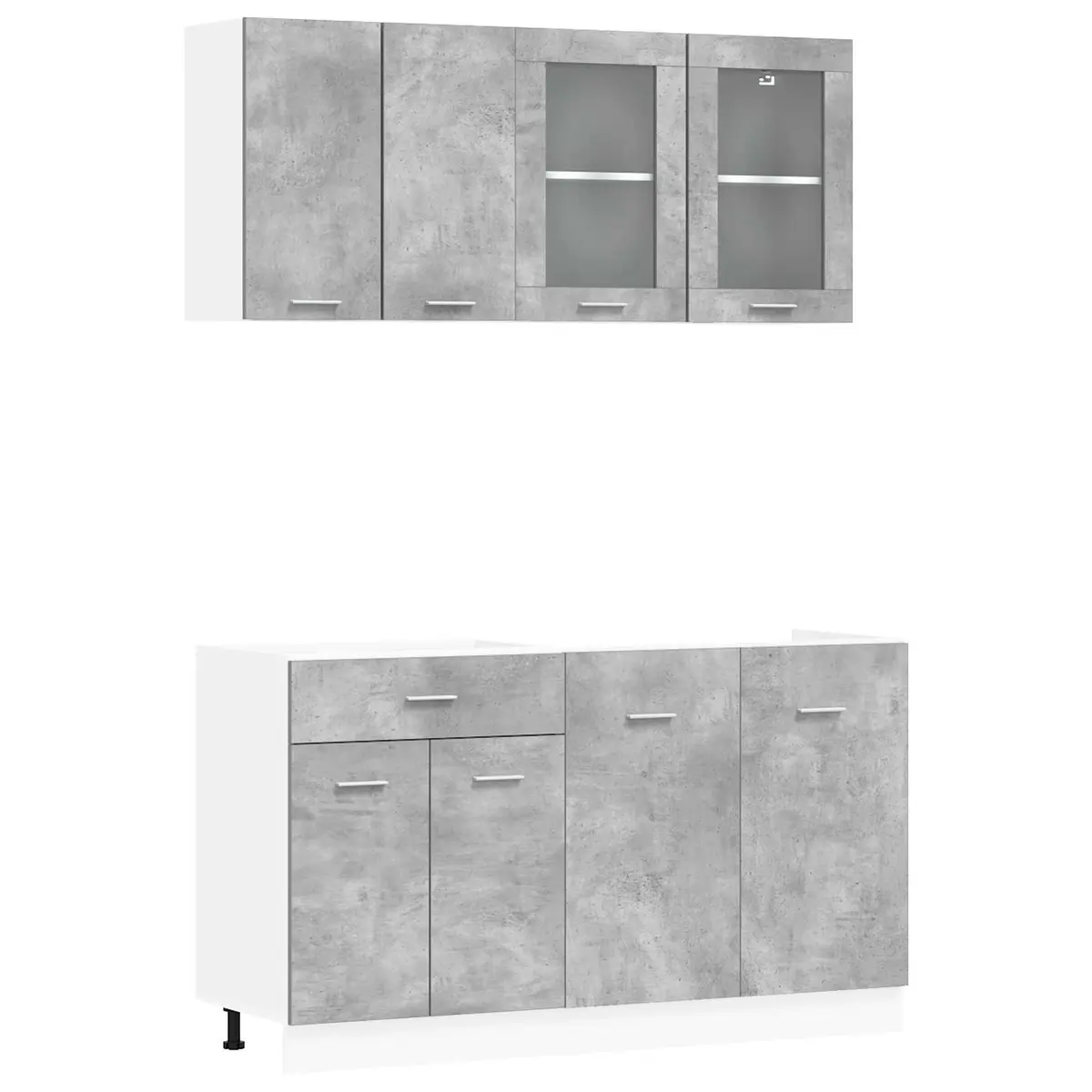 4-Piece Grey Kitchen Cabinet Set with Drawers