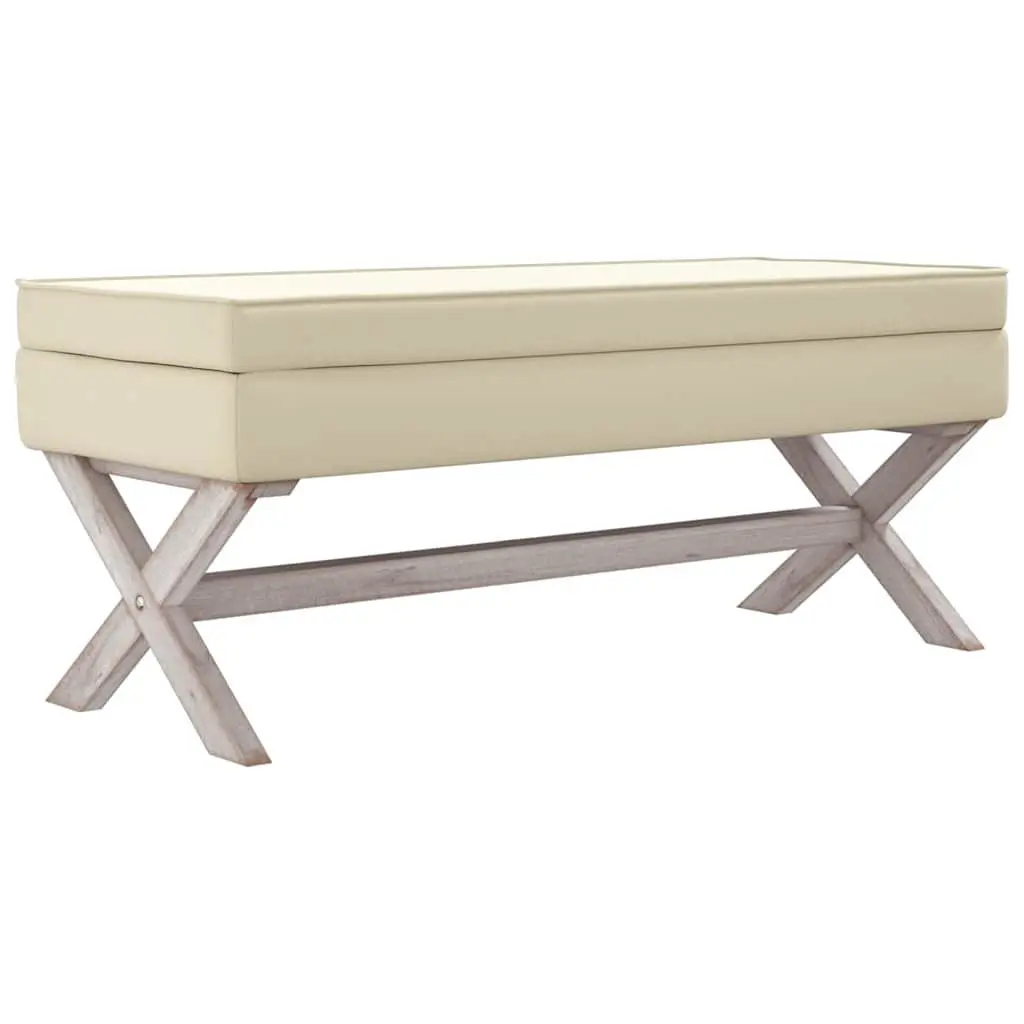 Storage Stool Linen 110x45x49cm Beige