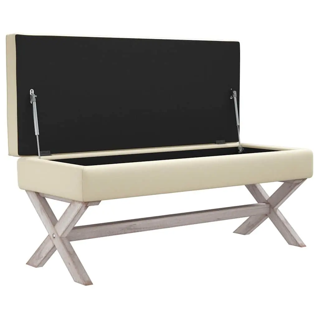 Storage Stool Linen 110x45x49cm Beige