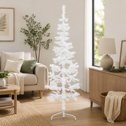 150cm White Slim Artificial Half Christmas Tree