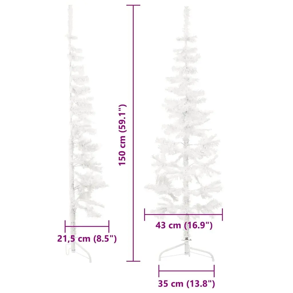 150cm White Slim Artificial Half Christmas Tree