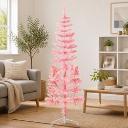 150cm Pink Slim Half Christmas Tree for Holiday Decor