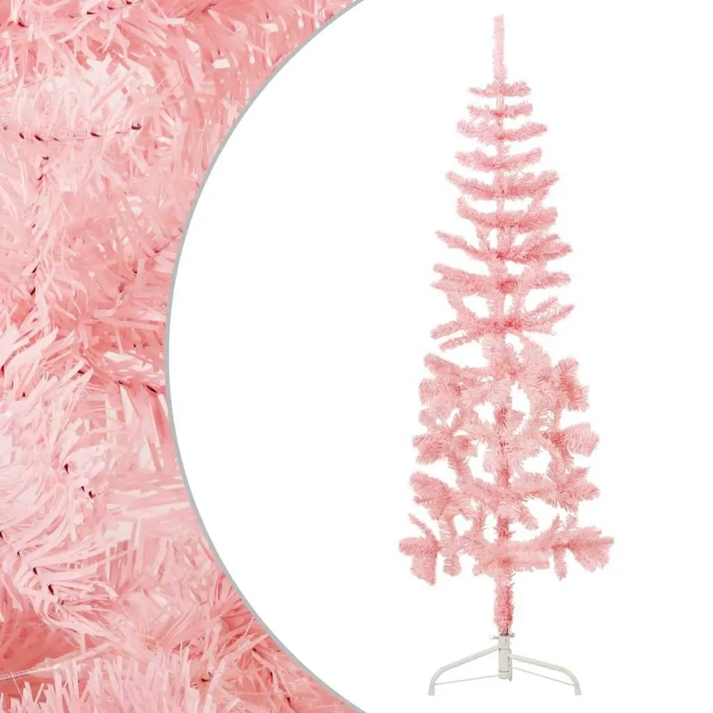 150cm Pink Slim Half Christmas Tree for Holiday Decor