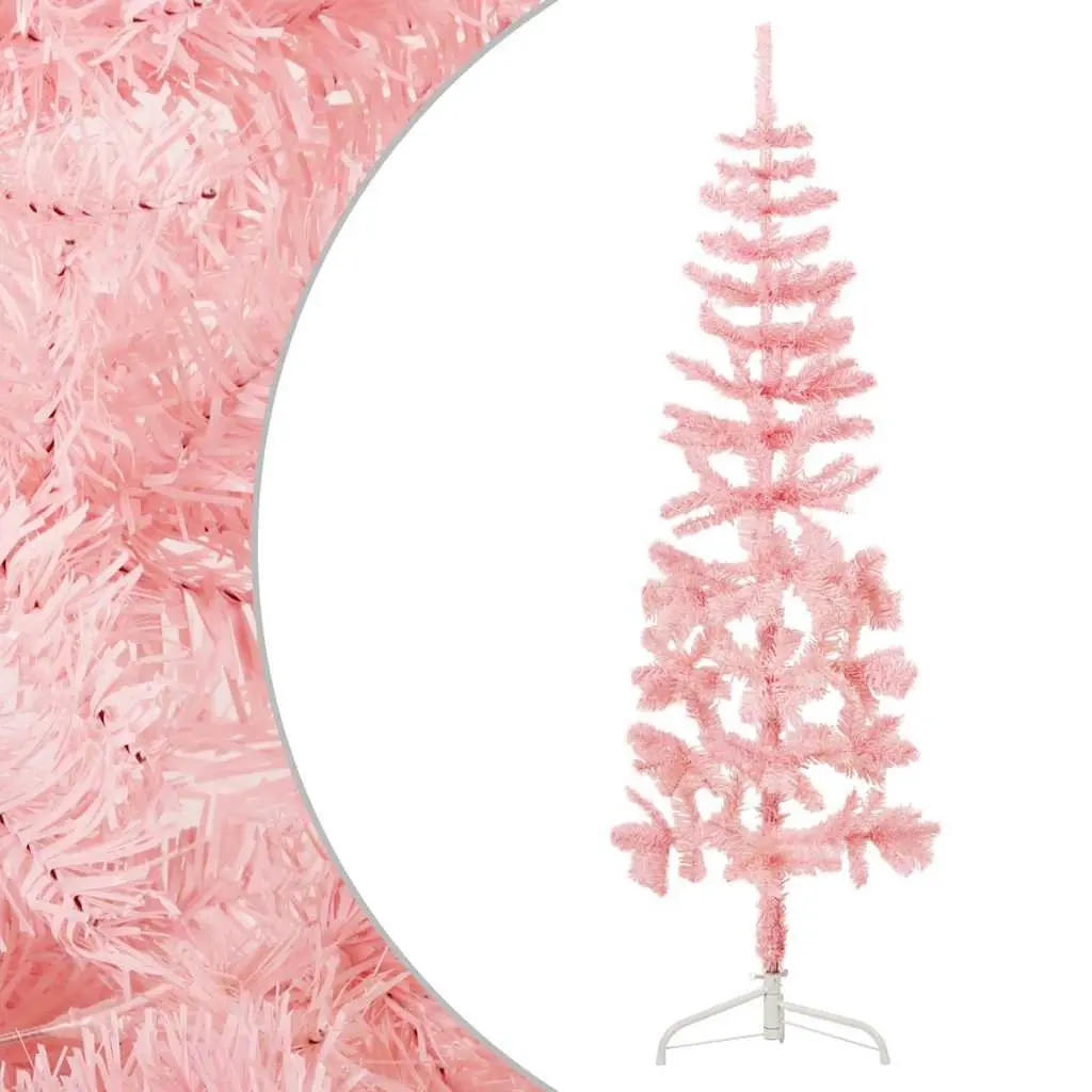 Slim Pink Half Christmas Tree 180cm with Stand