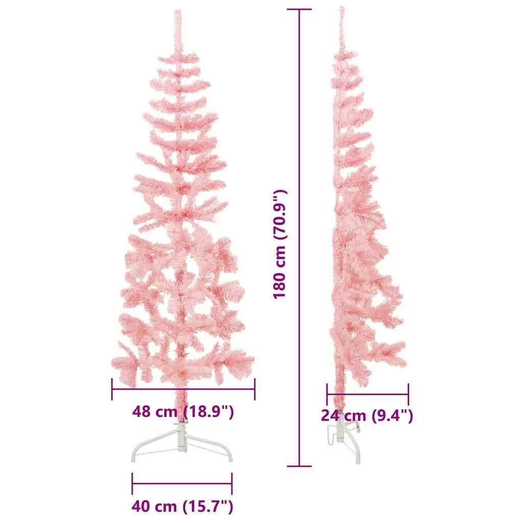 Slim Pink Half Christmas Tree 180cm with Stand